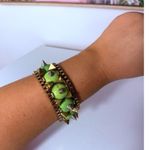 Topshop Lime Green Stone Metallic Gold Studded Chunky Chain Bracelet Photo 3