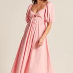 Abercrombie & Fitch Puff Sleeve Poplin O-Ring Dress Pink Photo 0