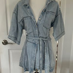 We The Free  Light Blue Denim Tied Short Sleeve Dress Photo 0