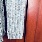 Talbots Sweater Chunky Open Weave 100% Cotton Blue White Size Medium Photo 3