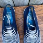 Vans Navy Blue Ivory stripes stripped Round Toe Lace slip on shoes 7.5 Photo 2
