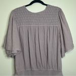 Free People  Lavender Smocked Embroidered Bodysuit Size L‎ Boho Flutter Sleeve Photo 5