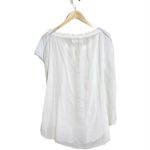 Free People Oversized Top Blouse White Gauze Sheer Tie Neck Blue Trim XS NWOT Photo 2