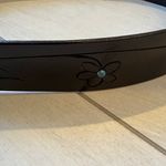 Al Stohlman Vtg Brand Black Leather Belt Floral Tooled Silver Western Cowgirl Photo 6