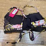 Xhilaration Women’s Crochet Floral Print Bikini Top Brown & Pink Size Small NWT Photo 3