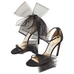 Jimmy Choo Aveline 100 Black Sandal Grosgrain Mesh Fasincator Bow Size 39 Photo 5