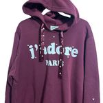 Lili Sport Womens Sz 2X J’adore Paris Purple Pullover Hoodie Sweater Pearls Photo 1