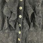 Sam & Max Vintage 90’s Black Dark Academia Gothic Lace Semi Sheer Short Sleeve Blouse Top Photo 5