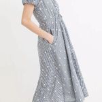 Madewell Embroidered Gingham Faux-Wrap Tie-Waist Midi Dress Photo 0