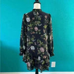 Loft Ann Taylor  high neck floral black dress with sheer sleeves in size xs Photo 2