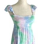 Tiare Hawaii Hollie Smocked Blue Violet Green Smoke Maxi Dress One Size Photo 3