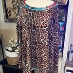 Crazy Train reversible, poncho style tunic top. Sarape, flowers and Leopard Photo 6