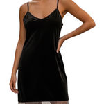 Kontatto Black Fringe Velvet Slip Black Dress(Size Medium) Photo 0