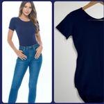 Vintage 70s Bodysuit Navy Blue Short Sleeve Round Neck Homemade? NO Size Size undefined Photo 1