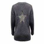 Alexander Wang safety pin star chunky rib knit wool v-neck tunic sweater Photo 1