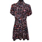 Candie's  Floral Black Pink Blue Button Up Tie‎ Collar Dress Size Small Photo 4