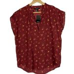 Forever 21 Red Floral Popover Short Sleeve Blouse S Photo 0