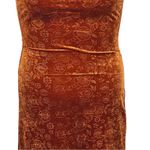 SheIn Burnt Orange Velvet Slip Maxi Dress XS Floral Adjustable Spaghetti Straps Photo 4