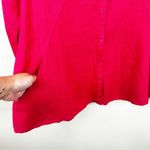 Flax  Shirt Womens P 4-6 Red Linen Long Sleeve Button Front Lagenlook Minimalist Photo 1