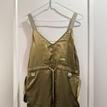 Anthropologie Love The Label Sleeveless Utility Satin Green Midi Dress Size XS Photo 4