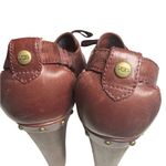 UGG  AUSTRALIA Women's NICCO Leather Studded CALF HAIR Heels Size 7 Rum color Photo 5