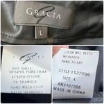 Gracia  Black Faux Vegan Leather Tie Wrap Ruffle Detail Midi Skirt Large Chic Photo 8