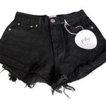 Princess Polly Cut Off Eddie Highwaisted Jean Short Shorts Black Size 4 Photo 0