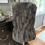 Melody Faux Fur Vest Gray Soft Plush Cozy Layering | Adjustable Waist Size Small Brown Photo 8