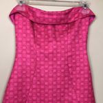 White Fox Boutique White Fox Women’s Barbiecore Retro Hot Pink Square Patterned Mini Bodycon Dress Photo 1