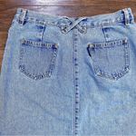 Fossil • vintage denim skirt y2k 90s pencil knee button fly light wash blue jean Photo 6