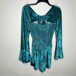 Free People  Bali tightrope romper blue green velvet long‎ sleeve women’s size XS Photo 1