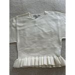 English Factory  Women’s Ruffle Edge Sweater Dolman Sleeves Round Neck Ivory Sz S Photo 5