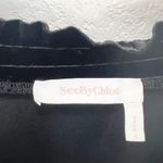 Chloé See By Chloe Black Velvet Long Sleeve Blouse Drawstring Size 40 Photo 3