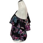 Amanda Uprichard  Floral One Shoulder Top - Black Multi - P(XS) Photo 2