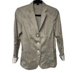 Theory Womens Stretch Linen Beige Khaki Minou T Blazer Tapered Size 4 Small Photo 0