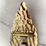 Neo Vintage Gold Tone Hammered Metal Belt Buckle Leaf Design Statement ✨ Photo 7