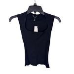 AQUA  Square Neck Sleeveless Knit Tank Top Black Fitted Stretch‎ XXS Photo 4