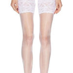 FALKE Seidenglatt 15 Stay Up in White Small New Womens Nylons Thigh High Tights Photo 0