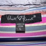 Velvet Heart  Women’s Pastel‎ Striped High Low Button Down Blouse Size Large FLAW Photo 3