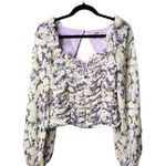 Free People Mabel Printed Blouse Lilac Combo Photo 1