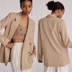 Anthropologie  Maeve Double Breasted Oversized Blazer Jacket in Beige Tan Photo 1