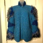 Vintage Vivienne Poy handmade full zip designer artsy sweater small pockets rare Blue Photo 0