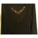 Vintage Vikki Vi Womens 1X Chocolate‎ Brown Top Blouse Long Sleeve Embellished Photo 3