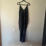 Elan  Women’s Navy Metallic Gold Arrow Print Balloon Bottom Maxi Dress Size Md Photo 5