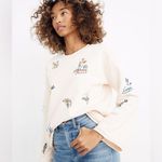 Madewell  RARE Botanical Embroidered Bell-Sleeve cropped Sweatshirt, cream, sz XS Photo 0