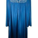 Shadowline Medium Satin Nightgown House Coat Robe Blue Long Floral Embroidered u Size undefined Photo 0