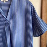 Madewell Courier Stripe Button Back Shirt In Midnight Sea Photo 5