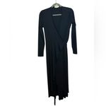Nicole Miller  Atelier Black Long Sleeve Ruffle Wrap Dress Photo 1