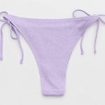 Aerie Shimmery Crinkle Cheekiest Tie Bikini Bottom Lavender Purple Side Ties NWT Photo 1