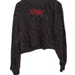 Mighty fine | Stay Fierce Graphic Zebra Print Semi Cropped Sweatshirt Gray - Siz Photo 0